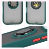 Etui z uchwytem na palec Bizon Case Hybrid Ring do iPhone 17 Pro, przydymione z ciemnozieloną ramką