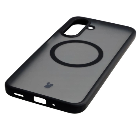 Etui z pierścieniem magnetycznym Bizon Case MatteO do Galaxy A17 5G, przydymione-czarne