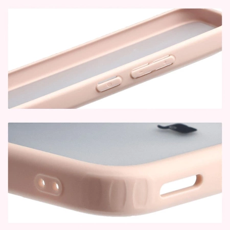 Etui Bizon Case Angelo do Xiaomi POCO F7, półprzezroczyste z różową ramką