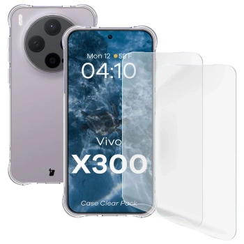 Elastyczne etui + 2x folia na ekran Bizon Case Clear Pack do Vivo X300