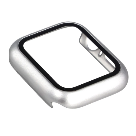 Etui ze szkłem do zegarka Bizon Case+Glass Watch do Apple Watch SE 3 / SE 2 / SE / 6 / 5 / 4 (40 mm), matowe srebrne