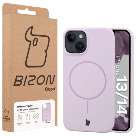 Silikonowe etui z pierścieniem magnetycznym Bizon Soft Case Magnetic do iPhone 14/13, jasnofioletowe