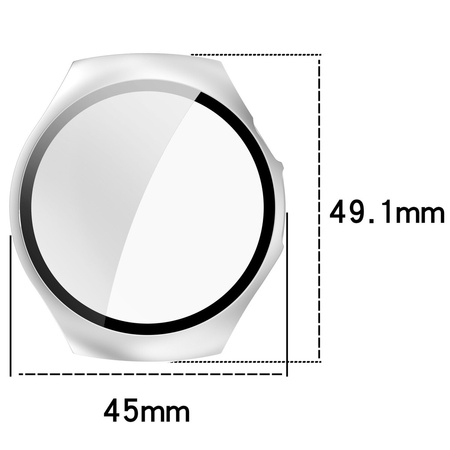Etui ze szkłem do zegarka Bizon Case+Glass Watch do Huawei Watch 5 42 mm, satynowe srebrne