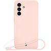 Silikonowe etui z pierścieniem magnetycznym Bizon Case Silicone Magnetic Sq do Galaxy A56 5G, jasnoróżowe