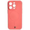 Etui silikonowe z pierścieniem magnetycznym Bizon Case Silicone Magnetic do iPhone 14 Pro, brudnoróżowe