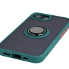 Etui z uchwytem na palec Bizon Case Hybrid Ring do iPhone 16e, przydymione z ciemnozieloną ramką