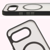 Etui z pierścieniem magnetycznym Bizon Case MatteO do Google Pixel 9a, półprzezroczyste z czarną ramką