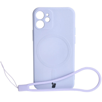 Etui Bizon Case Silicone MagSafe Sq do Apple iPhone 12 Mini, jasnofioletowe