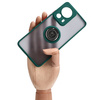Etui z uchwytem na palec Bizon Case Hybrid Ring do Xiaomi 13 Lite, przydymione z ciemnozieloną ramką