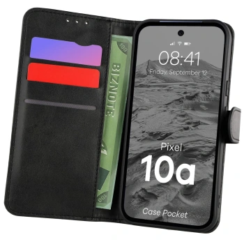 Etui z klapką Bizon Case Pocket do Google Pixel 10a, czarne
