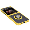 Etui z uchwytem na palec Bizon Case Hybrid Ring do Galaxy Z Flip7 FE / Z Flip6, przydymione z żółtą ramką
