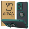 Etui z uchwytem na palec Bizon Case Hybrid Ring do Xiaomi Redmi Note 12 Pro+ 5G, przydymione z ciemnozieloną ramką