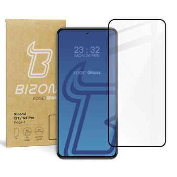 Szkło hartowane Bizon Glass Edge 2 do Xiaomi 12T / 12T Pro, czarne