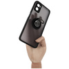 Etui z uchwytem na palec Bizon Case Hybrid Ring do Motorola Moto E22 / E22i, przydymione z czarną ramką