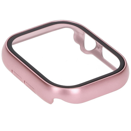 Etui ze szkłem do zegarka Bizon Case+Glass Watch do Apple Watch 11 / 10 42mm, jasnoróżowe