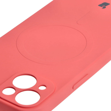 Etui silikonowe z pierścieniem magnetycznym Bizon Case Silicone Magnetic do iPhone 13, brudnoróżowe