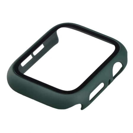 Etui ze szkłem do zegarka Bizon Case+Glass Watch do Apple Watch SE 3 / SE 2 / SE / 6 / 5 / 4 (44 mm), matowe ciemnozielone
