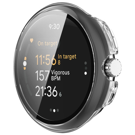 Etui ze szkłem do zegarka Bizon Case+Glass Watch do Google Pixel Watch 3 45mm, przeźroczyste