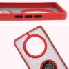 Etui z uchwytem na palec Bizon Case Hybrid Ring do Realme 14 Pro 5G, przydymione z czerwoną ramką