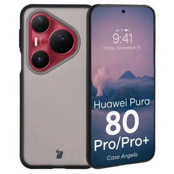 Etui Bizon Case Angelo do Huawei Pura 80 Pro / Pro Plus, przydymione z czarną ramką
