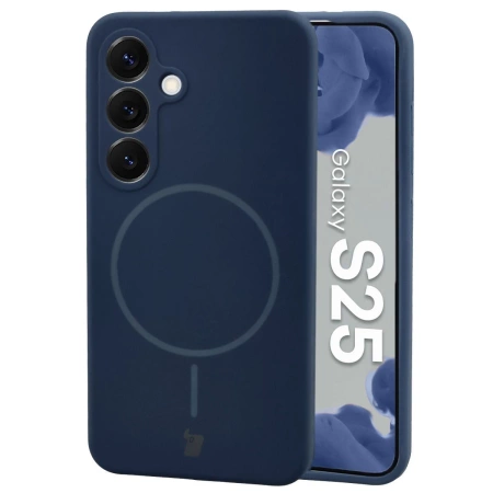 Silikonowe etui z pierścieniem magnetycznym Bizon Soft Case Magnetic do Galaxy S25, granatowe