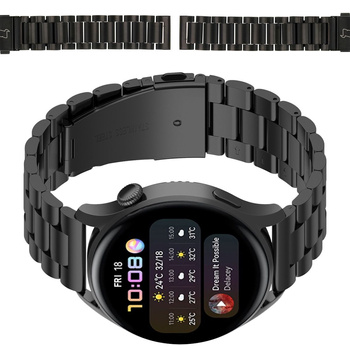 Pasek ze stali nierdzewnej do smartwatcha, Bizon Strap Watch Aura, Quick Release 18 mm, czarny