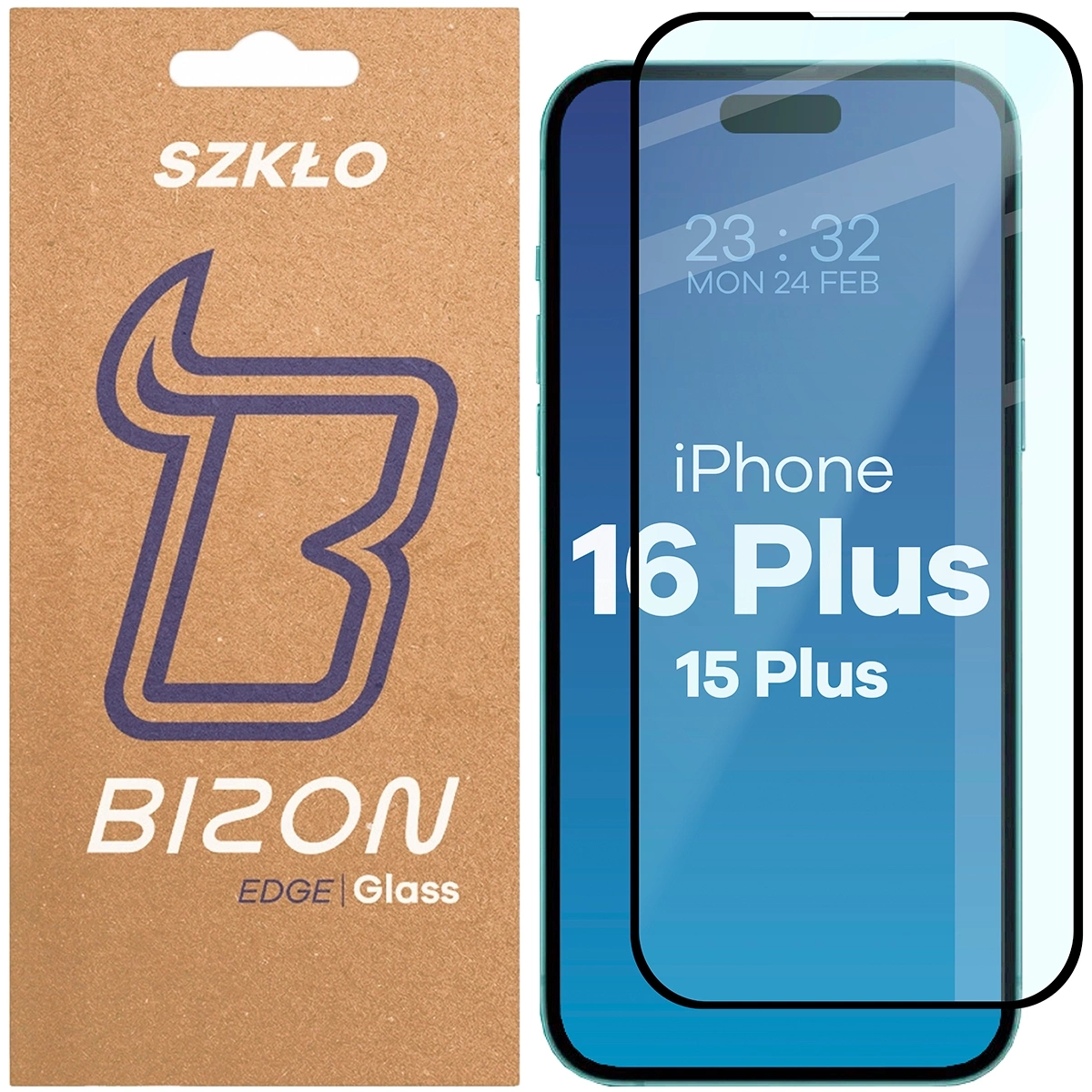 Szkło hartowane Bizon Glass Edge 2 do iPhone 15 Plus / 16 Plus, czarne