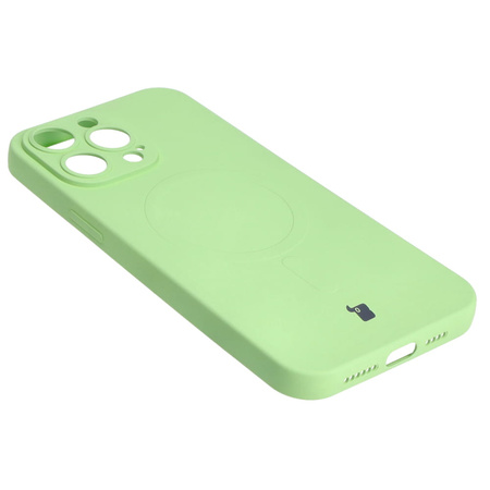 Etui silikonowe z pierścieniem magnetycznym Bizon Case Silicone Magnetic do iPhone 14 Pro Max, jasnozielone