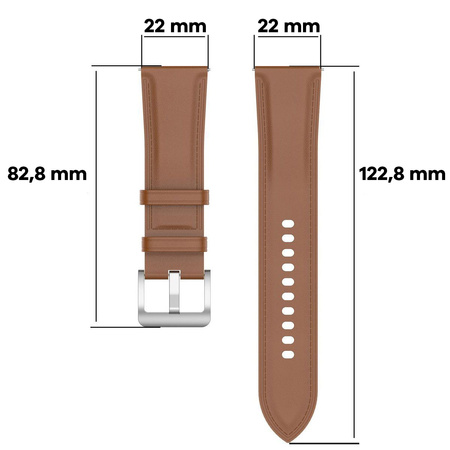 Pasek skórzany do smartwatcha, Bizon Strap Watch Casual, Quick Release 22 mm, jasnobrązowy