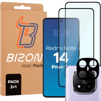 2x Szkło + szybka na aparat Bizon Edge 2 3D Pack do Xiaomi Redmi Note 14 Pro Plus 5G