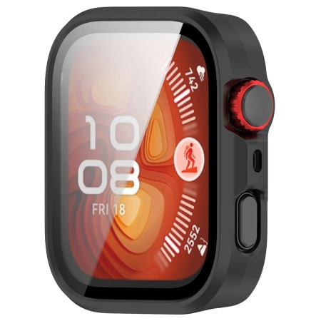 Etui ze szkłem do zegarka Bizon Case+Glass Watch do Huawei Watch Fit 4 Pro, czarne matowe