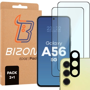2x Szkło + szybka na aparat Bizon Edge 2 Pack do Galaxy A56 5G