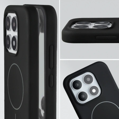 Silikonowe etui z pierścieniem magnetycznym Bizon Soft Case Magnetic do Xiaomi 17, czarne