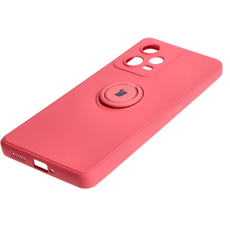 Etui Bizon Case Silicone Ring Sq do Xiaomi Redmi Note 12 Pro 5G, brudny róż