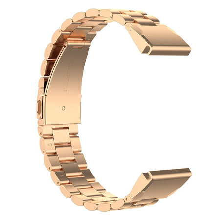 Pasek ze stali nierdzewnej do smartwatcha, Bizon Strap Watch Aura, QuickFit 22 mm, różowozłoty