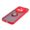 Etui z uchwytem na palec Bizon Case Hybrid Ring do Honor Magic5 Pro, przydymione z czerwoną ramką