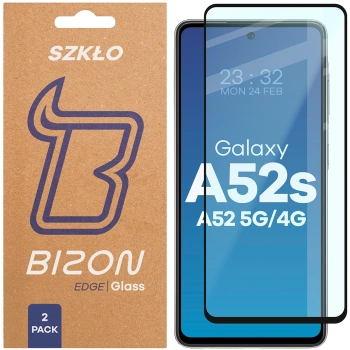 Szkło hartowane Bizon Glass Edge Duo do Galaxy A52s / A52 5G / A52 4G, czarna ramka, 2 sztuki