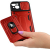 Etui Bizon Case Camshield Card Slot Ring do iPhone 14 Plus, czerwone