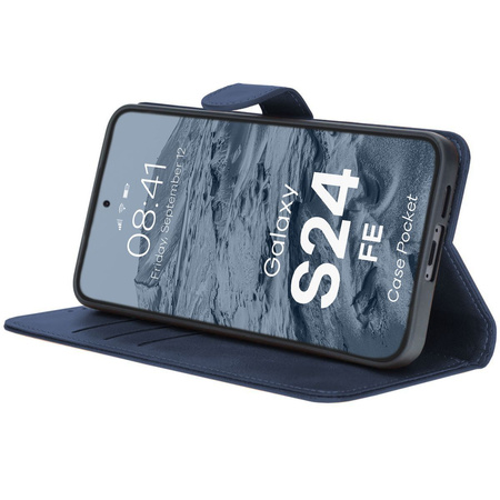 Etui z klapką Bizon Case Pocket do Galaxy S24 FE, granatowe