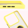 Etui z uchwytem na palec Bizon Case Hybrid Ring do Xiaomi 14T Pro, przydymione z żółtą ramką