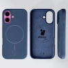 Silikonowe etui z pierścieniem magnetycznym Bizon Soft Case Magnetic do iPhone 16, granatowe