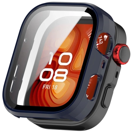 Etui ze szkłem do zegarka Bizon Case+Glass Watch do Huawei Watch Fit 4 Pro, niebieskie