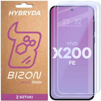 Elastyczne szkło hybrydowe Bizon Glass Mule Duo do Vivo X200 FE, 2 sztuki