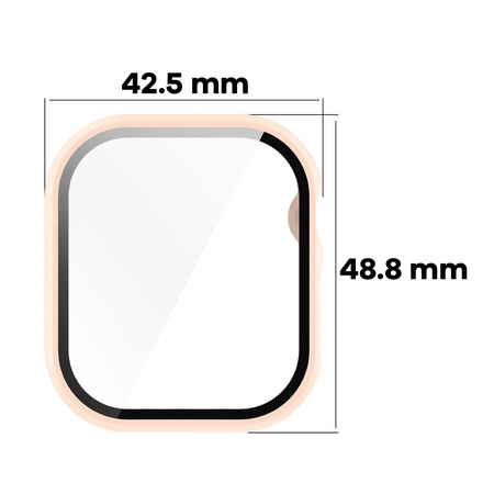 Etui ze szkłem do zegarka Bizon Case+Glass Watch do Apple Watch 11 / 10 (46mm), różowe