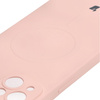 Etui silikonowe z pierścieniem magnetycznym Bizon Case Silicone Magnetic do iPhone 14 Plus, jasnoróżowe