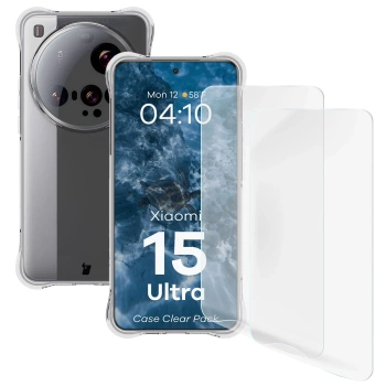 Elastyczne etui + 2x folia na ekran Bizon Case Clear Pack do Xiaomi 15 Ultra