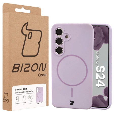 Silikonowe etui z pierścieniem magnetycznym Bizon Soft Case Magnetic do Galaxy S24, jasnofioletowe