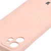 Etui silikonowe z pierścieniem magnetycznym Bizon Case Silicone Magnetic do iPhone 12, jasnoróżowe