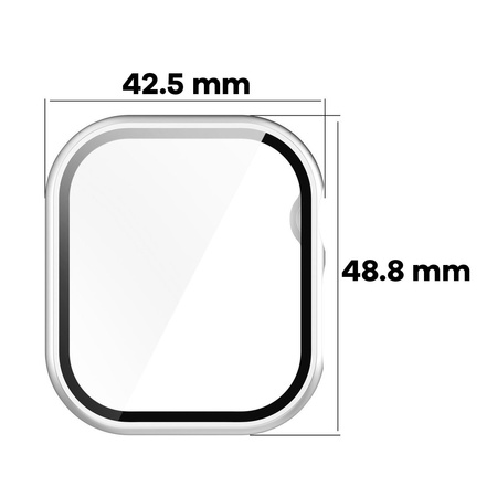 Etui ze szkłem do zegarka Bizon Case+Glass Watch do Apple Watch 11 / 10 (46mm), srebrne