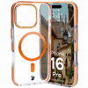 Etui z pierścieniem magnetycznym Bizon Case Marco do iPhone 16 Pro, przezroczyste z pomarańczową ramką